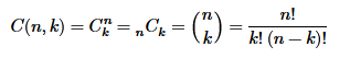 MathML rendering of the Binomial Coefficient