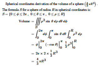 MathML rendering of the Sphere Volume derivation
