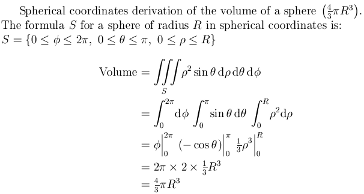 Image of TeX rendering of the Sphere Volume derivation